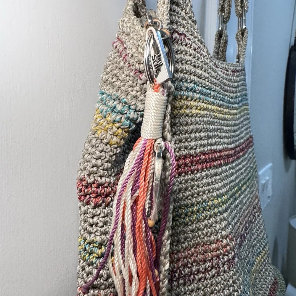 The Sak Belle Tote Shoulder Bag Slouchy Handbag Purse Rainbow Stripe EXTRA CHARM